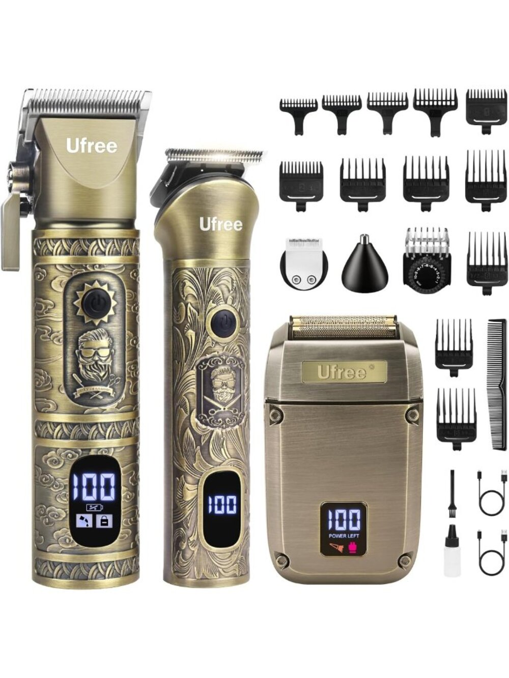 3-in-1 Hair Clippers & Beard Trimmer Kit | Cordless, Fast Charging, LED Display